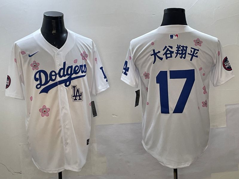 Men Los Angeles Dodgers 17 Ohtani White Sakura Edition 2025 Nike MLB Jersey style 3206